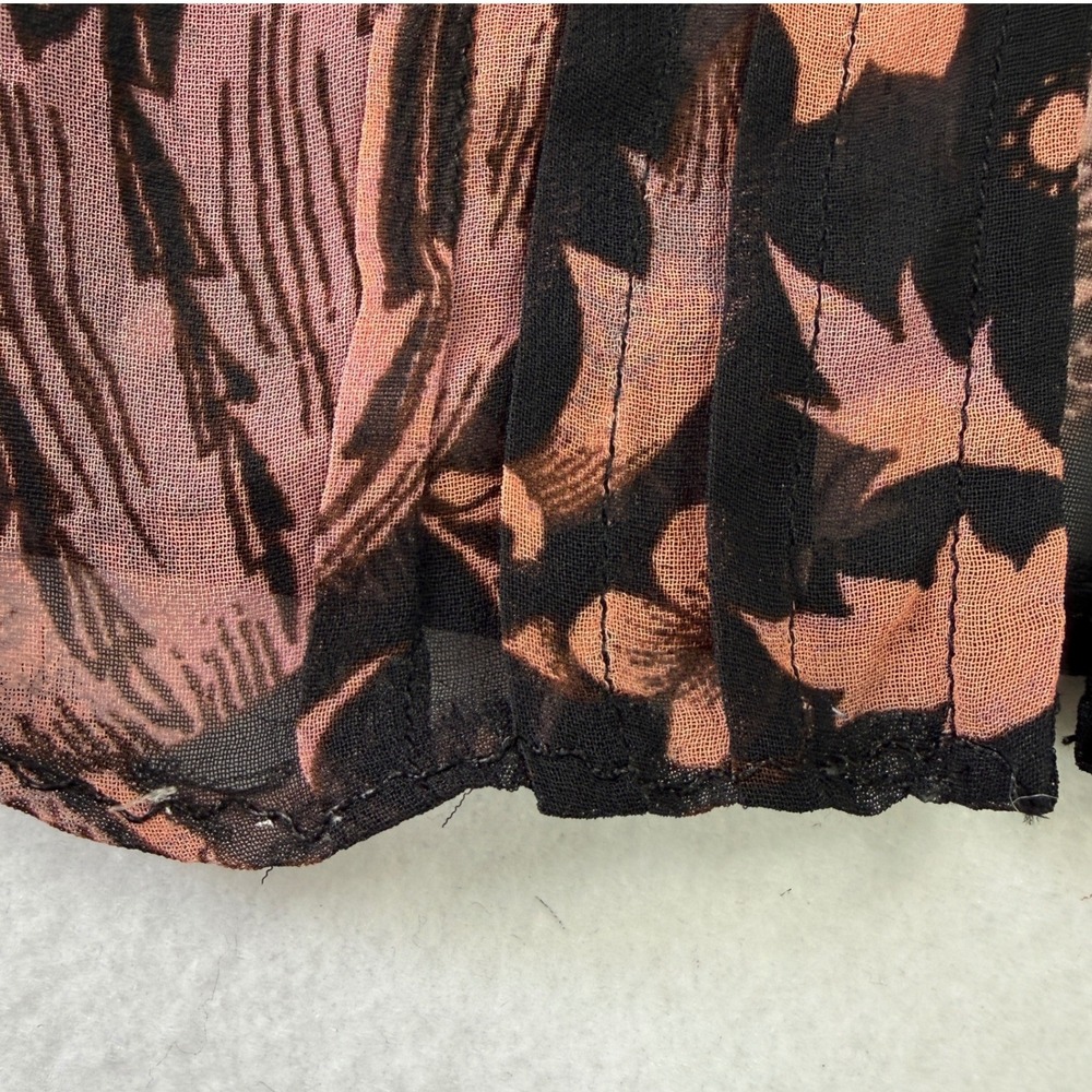 Anthropologie Womens Black Copper Dark Floral Sheer Balloon Sleeve Blouse Size M - Picture 6 of 10